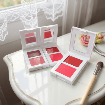 Blush Double Rose - pink- mauve - shy- pigmenté crémeux et poudre – FencyGrace | Maquillage Végan & Naturel - Fencygrace