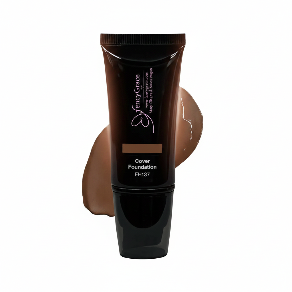Fond de teint vegan haute couvrance – fini lumineux naturel | FencyGrace Canada