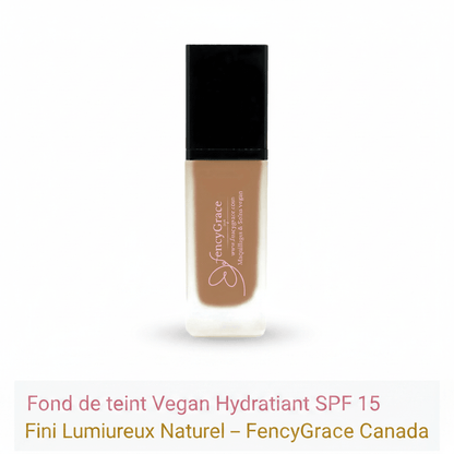 Fond de teint vegan hydratant SPF 15 – Fini lumineux naturel | FencyGrace Canada - disponible dans plusieurs teintes - Fencygrace