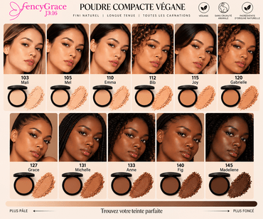 Poudre compacte vegan matifiante – fini naturel longue tenue | FencyGrace Canada - Fencygrace